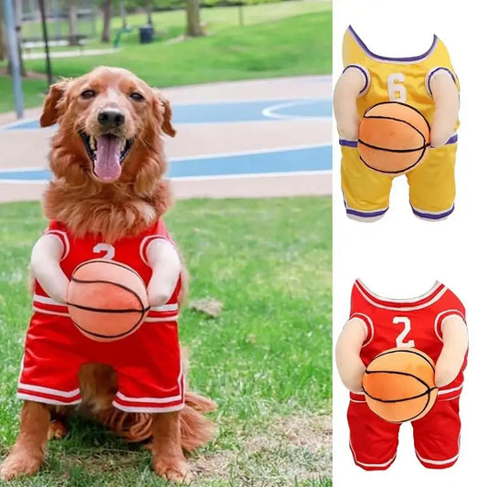 Dog Basketball Costume With Ball Pet Halloween Funny Dress Up Breathable Pet Basketball Star Costume For Large Medium Cats