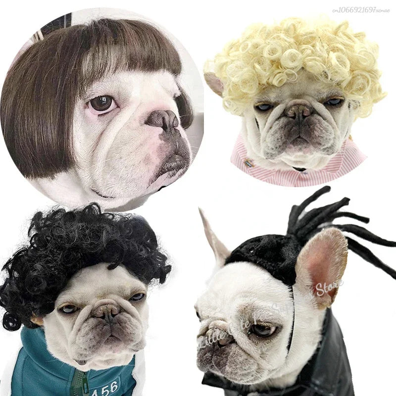 Funny Dog Cosplay Wig Fashion Headwear Apparel Toy Pet Supplies Dog Dress Up For Halloween Christmas Parties Festivals Dog Wigs