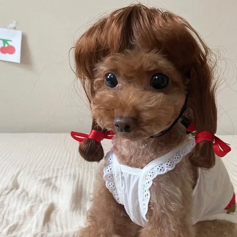 Funny Dog Cosplay Wig Fashion Headwear Apparel Toy Pet Supplies Dog Dress Up For Halloween Christmas Parties Festivals Dog Wigs