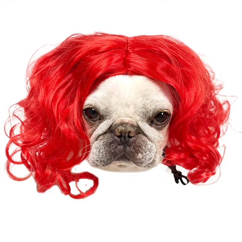 Funny Dog Cosplay Wig Fashion Headwear Apparel Toy Pet Supplies Dog Dress Up For Halloween Christmas Parties Festivals Dog Wigs