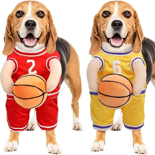 Dog Basketball Costume with Ball Dog Basketball Costume Cosplay Pet Decoration Clothes Holding Ball Cute Dogs Cat Player Clothes